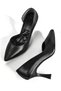 Women's Black Stiletto Genuine Leather High Heel Shoes - Deyeva - 2