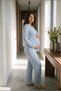 Veloria Shirt Collar Lace Embroidered Maternity and Postpartum Pajama Set - 2