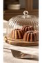Breeze Glass Lid Cake Pan with Round Wooden Look Base Presentation Container