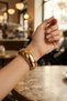 Gold Color Brass Vintage Thick Handcuff Bracelet - 2