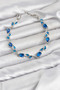 Brass Silver Color Blue Zircon Stone Flower Model Women's Bracelet - 2