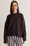 Women's Bitter Brown Stone Detailed Crew Neck Soft Textured Oversize Knitwear Sweater 2866 60286658 - 2