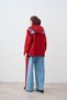 Women's Double Color Pocket Detail Hooded Denim Set Red - 5