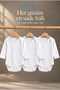 3-Piece White Long Sleeve Baby Bodysuit Set 100% Cotton Envelope Collar Snap Fastener Bodysuit