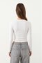 Sleras Women's Stretchy Fabric Slim Fit Long Sleeve White T-Shirt - 3