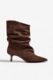 Arora Women's Suede Brown Pointed Toe Thin Heeled Stylish Daily Boots 5 cm Heel - 4