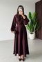 April Dress with Scarf Collar and Belt Detail in Maroon