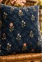 Midnight Garden Petite Bloom |   Navy Blue Small Floral Patterned Decorative Throw Pillow Cover |   Vintage Botanical Stylish Living Room Decor - 2