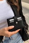 Women's Black Textured Leather Card Holder Wallet with 10 Card Compartments and Snap Closure Compact Design - 3