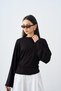Women's Crew Neck Bat Sleeve T-Shirt Black - 4