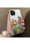 حافظة هاتف بنمط الصبار متوافقة مع iPhone 14 Pro، مصنوعة من الأكريليك الصلب مع حواف من السيليكون - 2