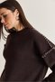 Women's Bitter Brown Stone Detailed Crew Neck Soft Textured Oversize Knitwear Sweater 2866 60286658 - 4