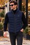 Men's Navy Blue B.B Inflatable Vest with Stand Collar and Zipper Pockets