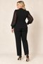 Women's Black Plus Size Double Breasted Collar Chiffon Sleeves Gold Button Detailed Double Suit Hzl26S-Trv15081 - 2