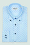 Bb Club Aron Poplin 100% Cotton Slim Fit Light Blue Classic Collar Men's Printed Shirt - 2