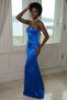 Women's Strapless Collar Fish Model Satin Stylish Evening Dress - 3