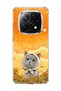 Redmi Note 14 Pro Plus 5g Compatible Gray Cat Sunflower Printed Transparent Phone Case with Scarf