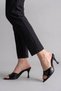 Sermoda Heeled Women's Slippers - 7 cm Thin Heeled Women's Slippers Black Yanki - 4