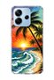 Redmi Note 14 4g Compatible Transparent Phone Case with Gray Cat and Sunflower Print and Scarf
