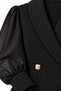 Women's Black Plus Size Double Breasted Collar Chiffon Sleeves Gold Button Detailed Double Suit Hzl26S-Trv15081 - 5