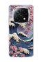 Redmi Note 14 Pro Plus 5g Compatible Wave and Cherry Blossom Printed Transparent Phone Case