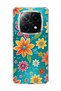 Redmi Note 14 Pro Plus 5g Compatible Colorful Flower Turquoise Printed Transparent Phone Case