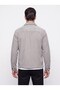 Light Gray Velvet Textured Men's Shirt Coat with Hidden Buttons - 3