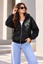 Women's Oversize Hooded Zippered Patterned Sweatshirt Relaxed Fit Casual Jacket
