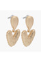 Metallic Heart Drop Earrings with Pushback Closure - 2