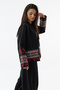 Embroidery Detailed Bohemian Black Kimono Women's Jacket Coc3630 - 3