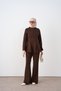 Women's Soft Textured Suit with Piping Detail in Brown
