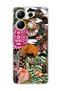 Redmi Note 13 4g Compatible Wild Animal Collage Printed Transparent Phone Case