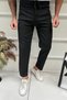 Men's Black Fabric Trousers with Elastic Waist, Lace-Up, Pleated Cargo Pockets, Relaxed Fit - 2