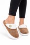 Women's Warm Plush Button Detailed House Slippers Vi̇zon - 4
