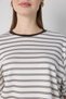 Women's Brown Crop Wide Sleeve Oversize Basic Striped T-Shirt 32077 - 3