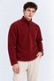 Men's Half-Zip Loose Burgundy Sweatshirt - 3