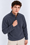 Men's Half Zipper Loose Smoked Sweatshirt - 5