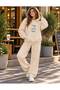 Women's Mommy and Son Printed Hooded Tracksuit Set - Sweatshirt with Kangaroo Pocket and Straight-Leg Bottom Set