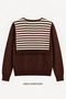 Women's Shawl Collar Anthracite White Striped Knitwear Sweater - 2