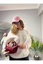 Women's Ecru Mınmın Written Stone Embroidered Crew Neck Oversize Sweatshirt - 7