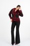 Women's Winter Burgundy Rosalinde Fur Collar Baklava Pattern Knit Cardigan 26502 - 3