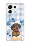 Redmi Note 13 Pro 5g Compatible Sausage Dog Blue Plaid Printed Transparent Phone Case