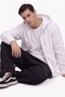 Men's white zip-up hoodie with three-thread fleece kangaroo pocket - oversized cardigan - 4