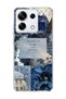 Redmi Note 13 Pro 5g Compatible Navy Blue Flower Verse Printed Transparent Phone Case
