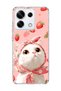 Redmi Note 13 Pro 5g Compatible White Cat Strawberry Printed Transparent Phone Case with Scarf