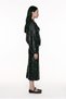 Polka Dot Embroidered Leather Midi Skirt - Black - 4