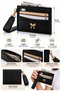 Women's Card Holder Wallet with Gold Bow Detail, Wrist Strap, Slim Design and Cash Compartment - 3