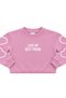 40210-26 Girl's Love My Best Friend Printed Heart Sleeve Detail Cargo Pocket Jogger Sweatpants 2-Piece Set 3-6 Years Old - 5