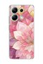 Redmi Note 13 4g Compatible Pink Gold Water Lily Printed Transparent Phone Case