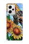 Redmi Note 12 Pro 5g Compatible Sausage Dog Sunflower Printed Transparent Phone Case